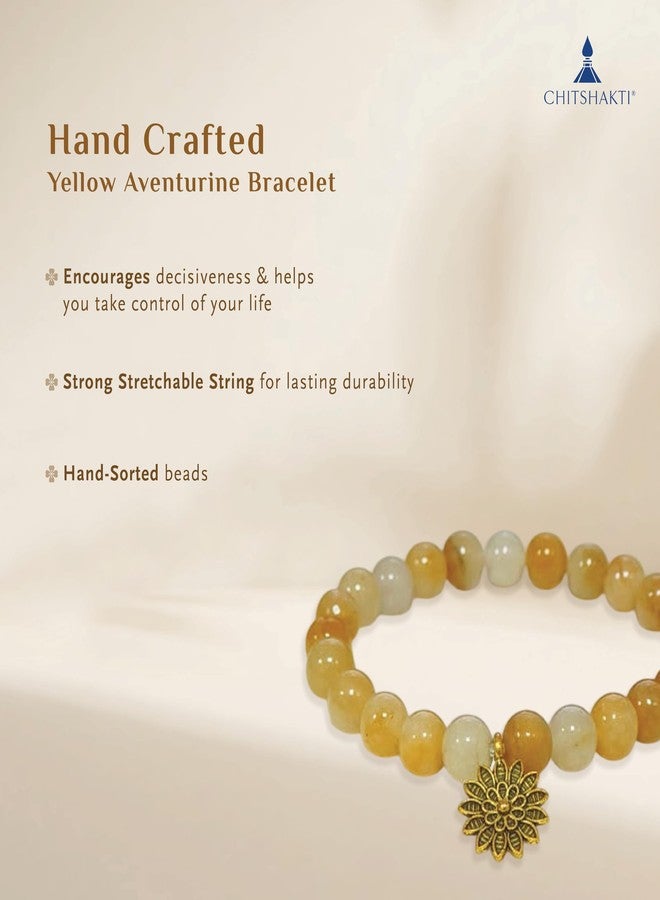 Chitshakti Natural Yellow Aventurine Bracelet with Charm | 8mm Semi-Precious Stone Beads | Handmade Stretchable Unisex Crystal Jewelry. - Image 4