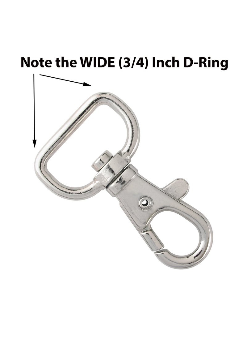 Specialist ID DIY Crafts Metal Lobster Claw Clasps - Wide 3/4 Inch D Ring - 360 Swivel Trigger Snap Hooks by Specialist ID (Pack Of 30 Pcs, Silver Colour)  - Image 4