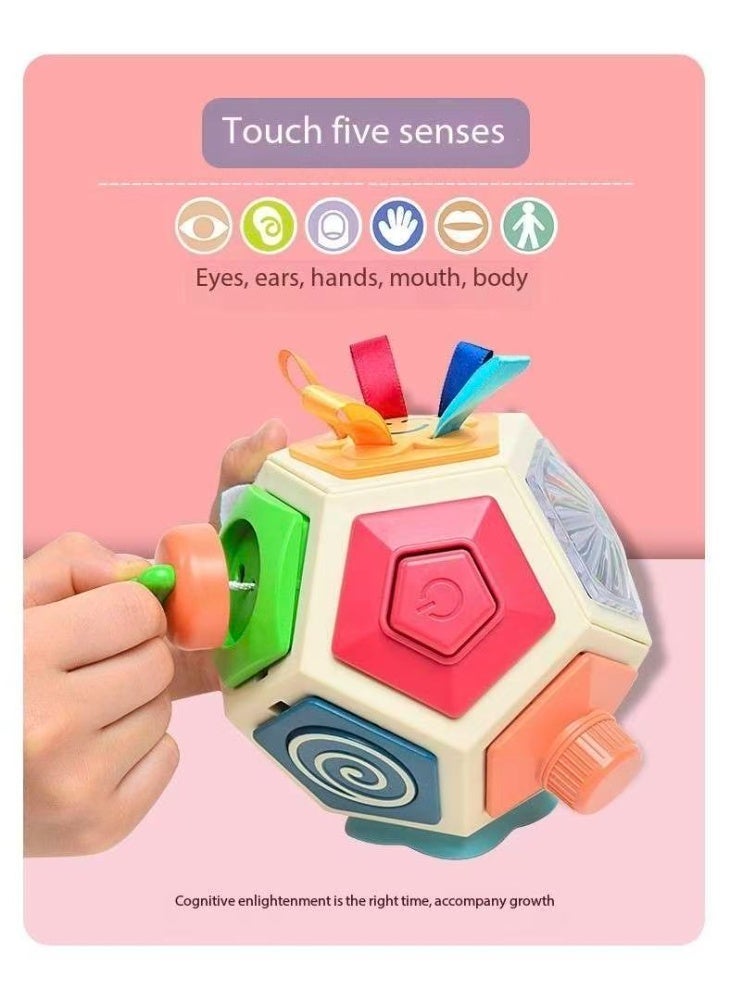 MAC Jabags Infants with five senses grasp the ball and assemble hexahedral busy board detachably. Early education cognition soothes busy ball toys. - Image 1