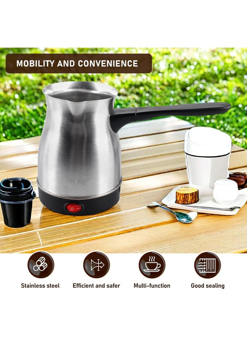 REFURA 600W Espresso Maker / Turkish Coffee Pot | 600ML | Greek Turkish Coffee Machine | Stainless Steel | Can make Tea, Coffee, Espresso, Mocha, Light Coffee | Perfect for Office & Home Use | Silver RE-11501 - Image 4