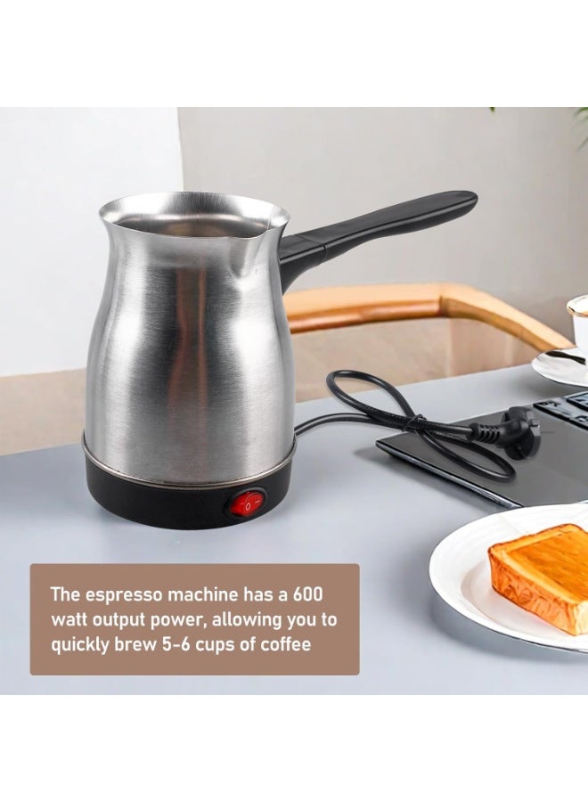 REFURA 600W Espresso Maker / Turkish Coffee Pot | 600ML | Greek Turkish Coffee Machine | Stainless Steel | Can make Tea, Coffee, Espresso, Mocha, Light Coffee | Perfect for Office & Home Use | Silver RE-11501 - Image 5