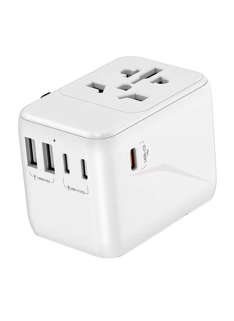 2500W Max Universal Travel Adapter with 2 USB-A and 2 USB-C Ports MpBlberri BLB-T113 (AUS/CN, EU, USA, UK) Compatible - White