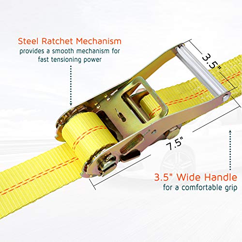Trekassy Car Tie Down Straps for Trailers 2 Inch x 96 Inch Heavy Duty Car Hauler Ratchet Straps 4 Pack Axle Straps 10000lbs Break Strength - Image 5