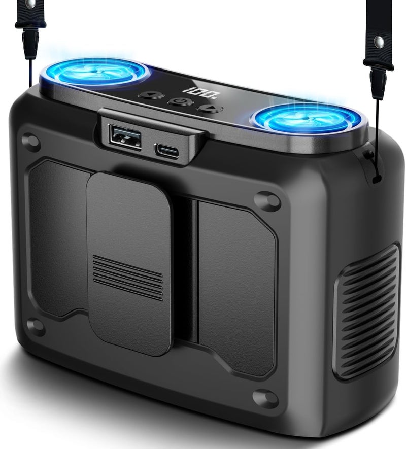 chillgo 20000mAh Portable Fan,True High Speed Dual Motors with 200% Powerful Airflow, Up to 41Hours and Rechargeable Personal Neck Waist HandsFree Wearable Fans for Travel,Camping,Outdoor,Jobsite,Sports,Golf - Image 1