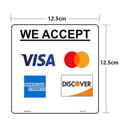 Haobase 4 Pcs Credit Card Sticker Sign Sticker - We Accept Visa, MasterCard, Amex & Discover- 12.5 cm x 12.5 cm - Self Adhesive Vinyl - Image 3