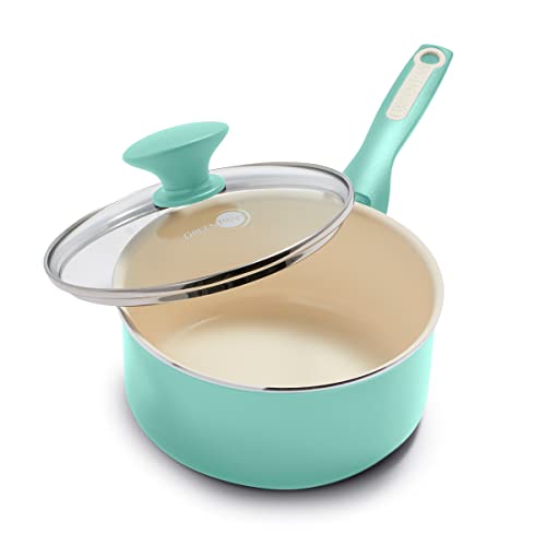 GreenPan Rio Healthy Ceramic Nonstick 2QT Saucepan with Lid, PFAS-Free, Dishwasher Safe, Turquoise - Image 1