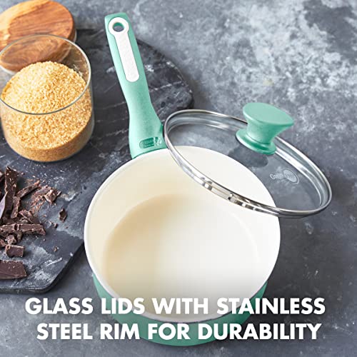 GreenPan Rio Healthy Ceramic Nonstick 2QT Saucepan with Lid, PFAS-Free, Dishwasher Safe, Turquoise - Image 3