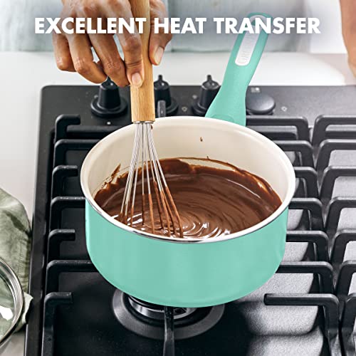 GreenPan Rio Healthy Ceramic Nonstick 2QT Saucepan with Lid, PFAS-Free, Dishwasher Safe, Turquoise - Image 2