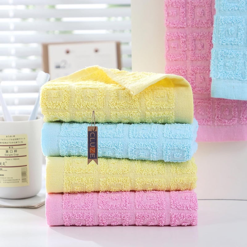 CLUZE Cotton Small Size Face Towel 450 GSM Super Soft Absorbent Handkerchief for Women Baby Kids 25x25 cm PinkSkyYellow Pack of 12 - Image 3