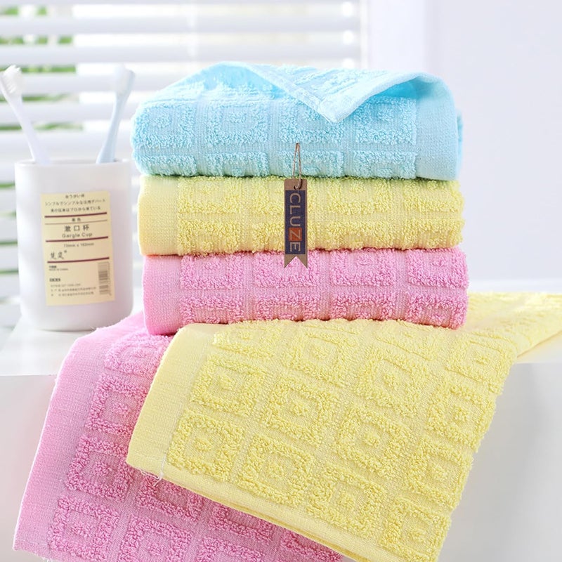 CLUZE Cotton Small Size Face Towel 450 GSM Super Soft Absorbent Handkerchief for Women Baby Kids 25x25 cm PinkSkyYellow Pack of 12 - Image 4