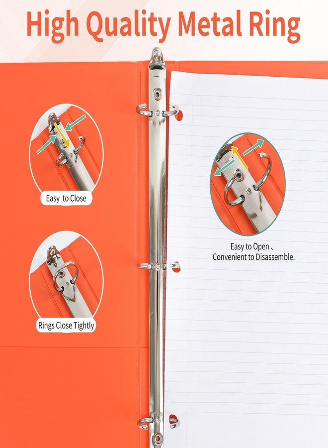 SUQJOY 3-Ring Binder, 1 Inch Round Ring, Clear View Cover with 2 Inside Pockets, PVC-Free, Assorted Colors Binders, Holds 8.5 x 11 Inch Paper, 12 Count - Image 5