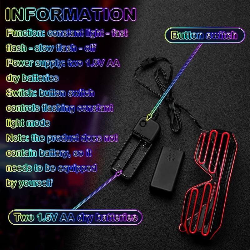 TOODOO 4 Pairs Shutter Wire Neon Rave Glasses Light up Led Glasses Flashing Sunglasses Glow in The Dark Costume Party Favors for Women Men 80s Party Nightclubs Concert Masquerade Cosplay - Image 3