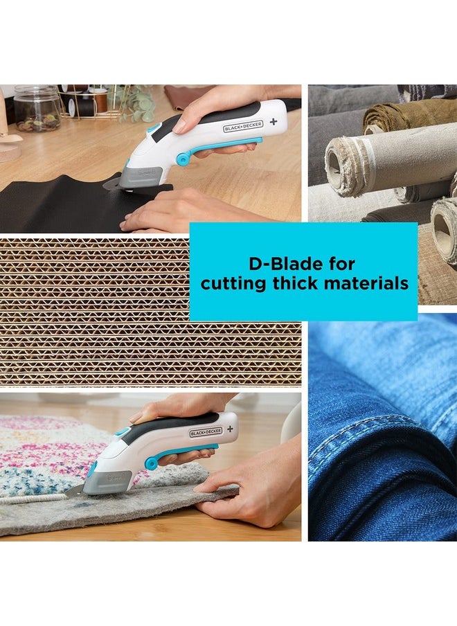 BLACK+DECKER - 4V Max Electric Fabric Scissors, Cordless, Usb Rechargeable (Bcsc115Ff), White - Image 1