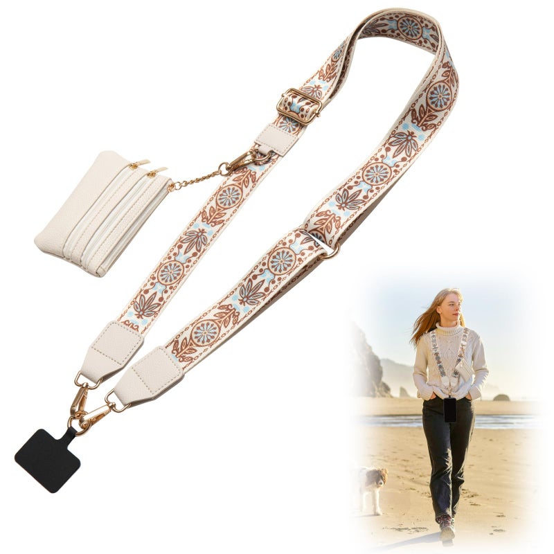 CUEDM Cell Phone Lanyard Crossbody,Adjustable Cell Phone Strap with Detachable Wristlet for Hands-Free Occasions,Clip and Go Strap for Phone with Wallet Crossbody - Image 1
