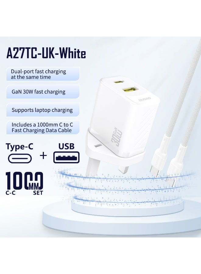 DUDAO A27TUK-W PD30W USB-A+C STANDARD CHARGER ONLY - Image 2