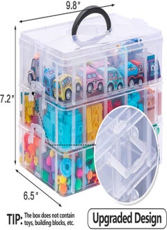 Y&D 3-layer Stackable Craft Storage Containers, Plastic Box Organizer With 30 Adjustable Compartments And Handles, Portable Beads Organizers for Arts Crafts, Toy, Washi Tapes, Nail  - Image 4