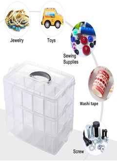 Y&D 3-layer Stackable Craft Storage Containers, Plastic Box Organizer With 30 Adjustable Compartments And Handles, Portable Beads Organizers for Arts Crafts, Toy, Washi Tapes, Nail  - Image 5