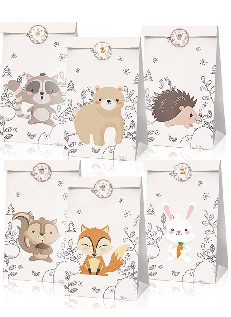 Soofam 12 Pack Forest Animals Party Bags with Stickers Gift Bags Paper Gift Bags Paper Bags Birthday Baby Shower Crafts Wedding Party Supplies Size 19.8x11.9x8 cm  - Image 2