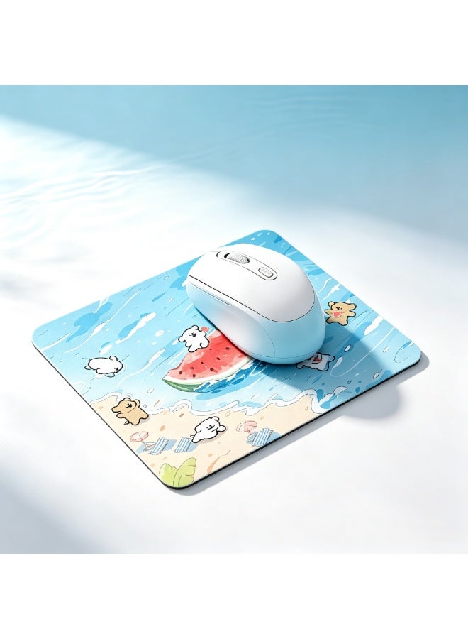 Dual Mode Rechargeable Bluetooth Wireless Mouse, Adjustable DPI, Silent Click, Lightweight Portable, Type‑C Fast Charging, 5 Colors, Compatible with Tablet Laptop Phone Desktop Windows iOS Android + Summer Cartoon Mousepad 300x250mm, Smooth Non‑Slip Desk Mat Bundle - Image 1