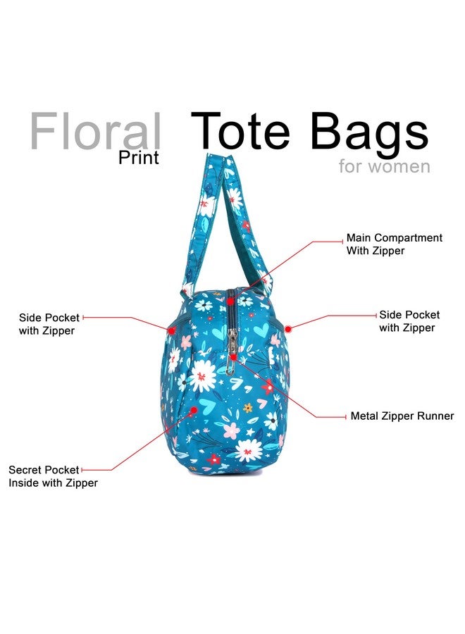 Zaib Floral Printed Tote Bag, 10 Liter Capacity - Stylish and Eco-Friendly Reusable Shopping Bag for Women, Ideal for Groceries, Travel, and Everyday Use - Spacious Handbag (Turquoise (Tote 10)) - Image 3