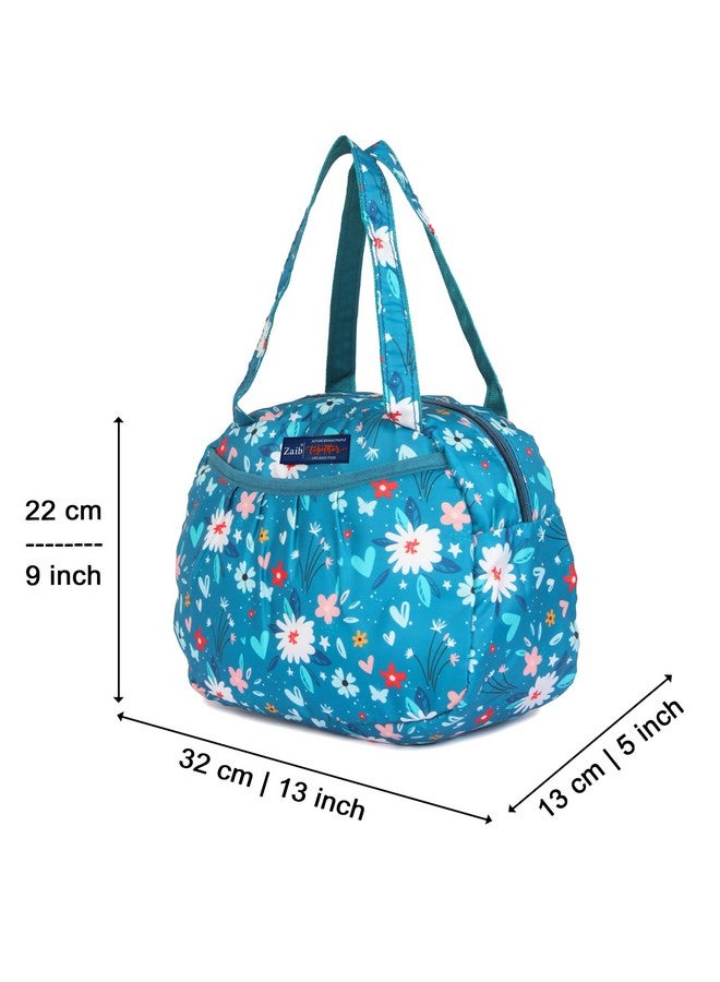 Zaib Floral Printed Tote Bag, 10 Liter Capacity - Stylish and Eco-Friendly Reusable Shopping Bag for Women, Ideal for Groceries, Travel, and Everyday Use - Spacious Handbag (Turquoise (Tote 10)) - Image 2