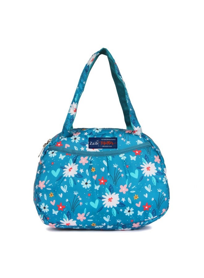 Zaib Floral Printed Tote Bag, 10 Liter Capacity - Stylish and Eco-Friendly Reusable Shopping Bag for Women, Ideal for Groceries, Travel, and Everyday Use - Spacious Handbag (Turquoise (Tote 10)) - Image 1