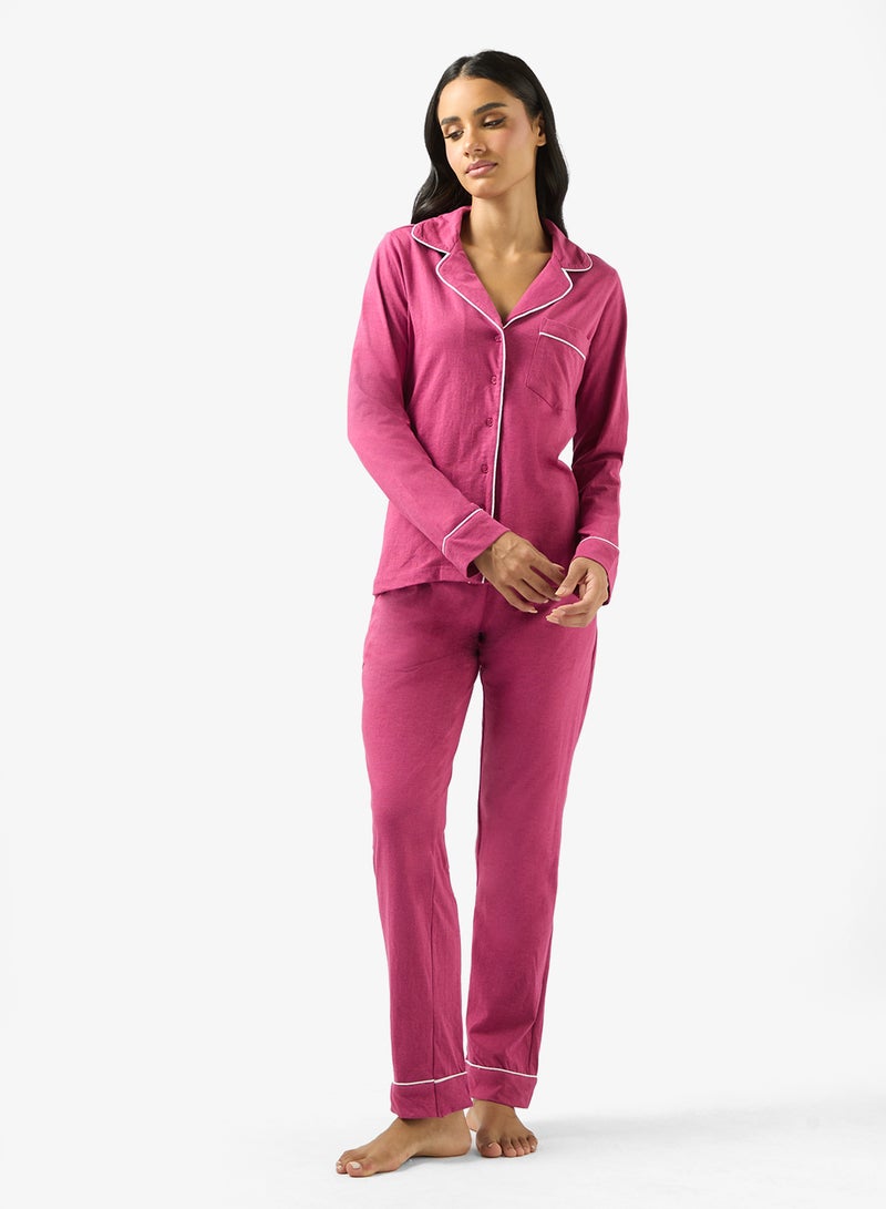 Ginger Cotton Relaxed Fit Shirt & Pyjama Set - Image 1