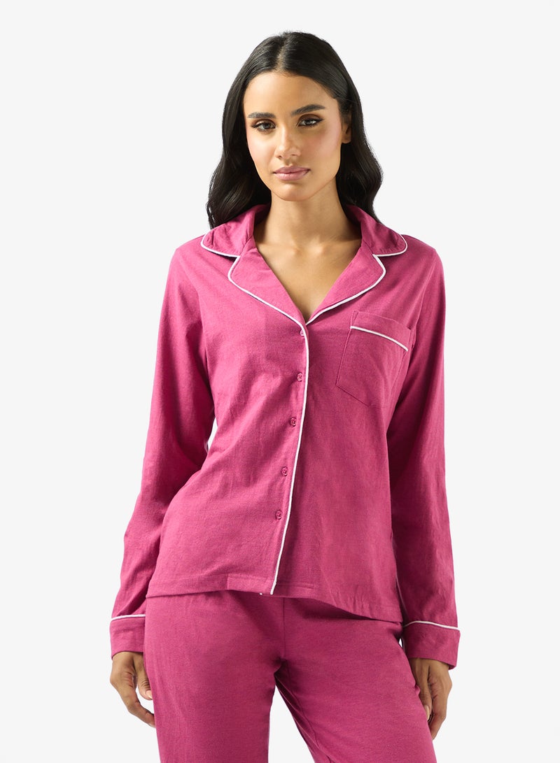 Ginger Cotton Relaxed Fit Shirt & Pyjama Set - Image 3