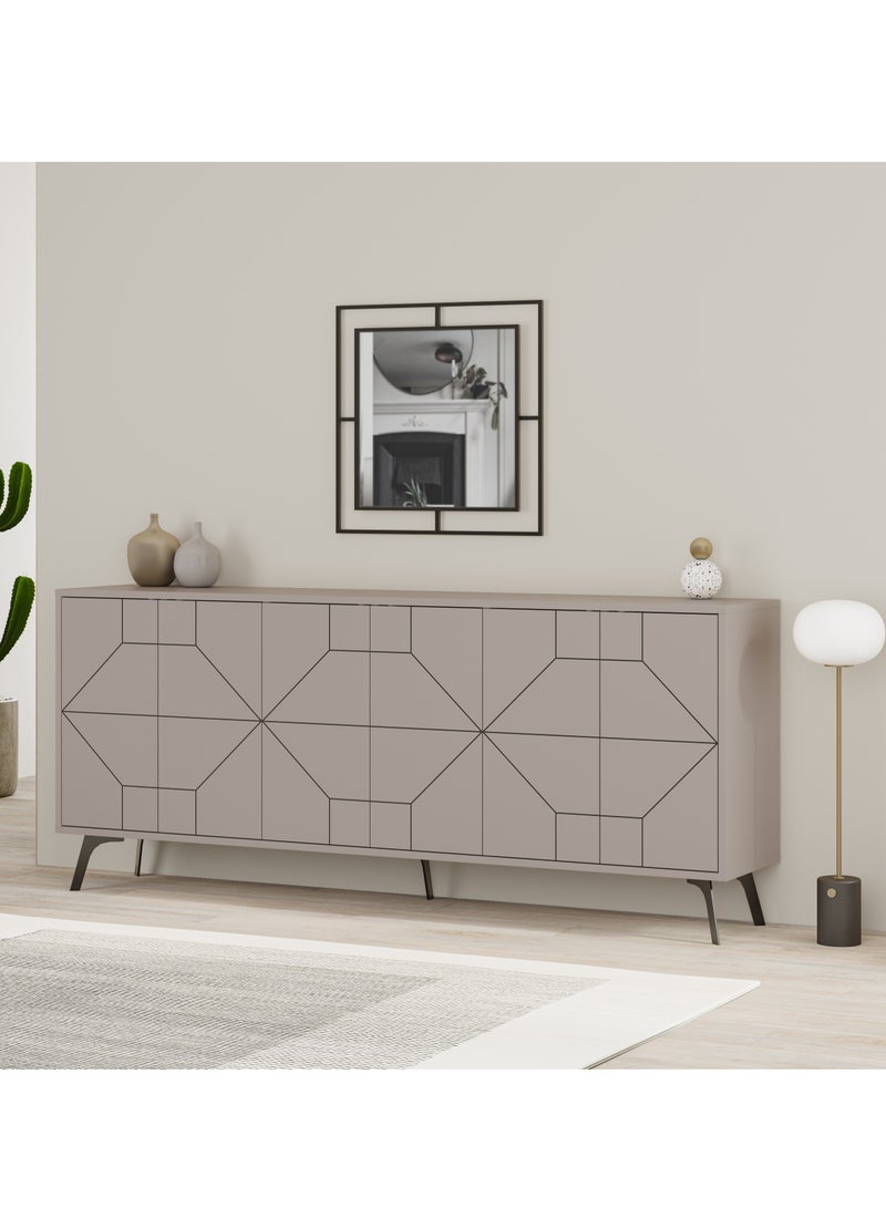 موراه خزانة جانبية عصرية من موراه هوم ديون كونسول ١٨١ بستة أبواب وأرجل مرتفعة - خزانة تخزين لغرفة المعيشة، الصالة، غرفة الطعام، المطبخ، الرواق - ٣٥×٧٧٫٤×١٨١ سم (لون موكا فاتح) - Image 1