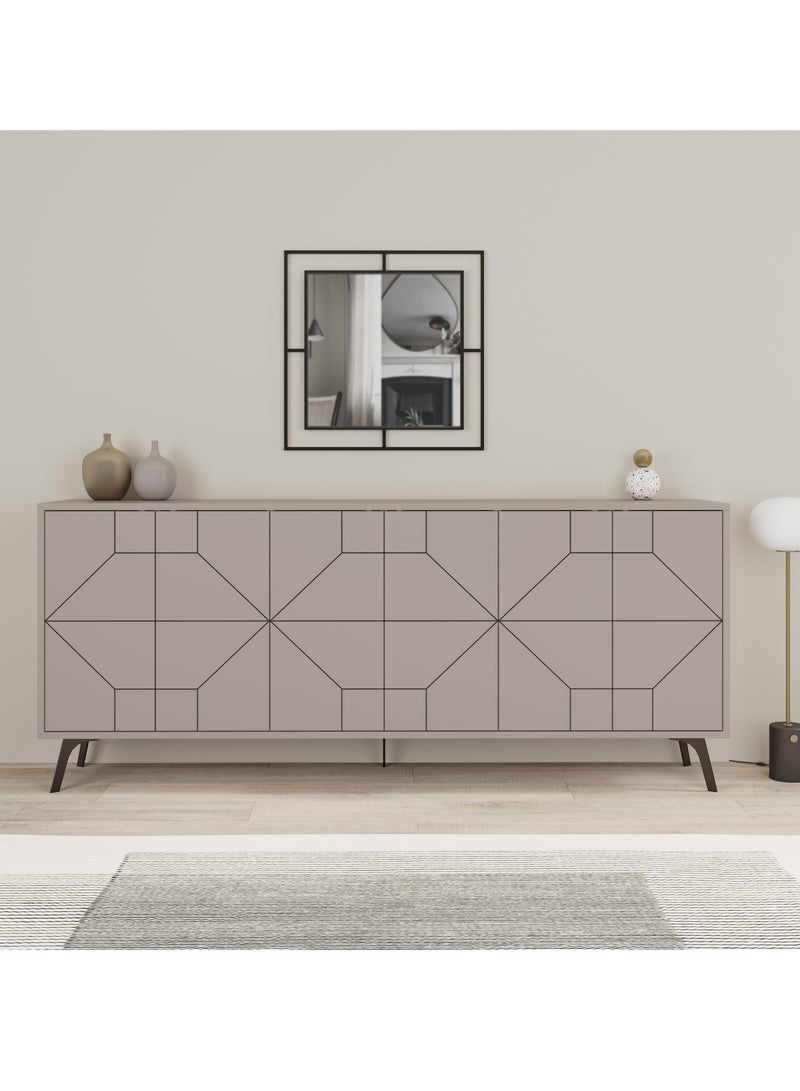 موراه خزانة جانبية عصرية من موراه هوم ديون كونسول ١٨١ بستة أبواب وأرجل مرتفعة - خزانة تخزين لغرفة المعيشة، الصالة، غرفة الطعام، المطبخ، الرواق - ٣٥×٧٧٫٤×١٨١ سم (لون موكا فاتح) - Image 2