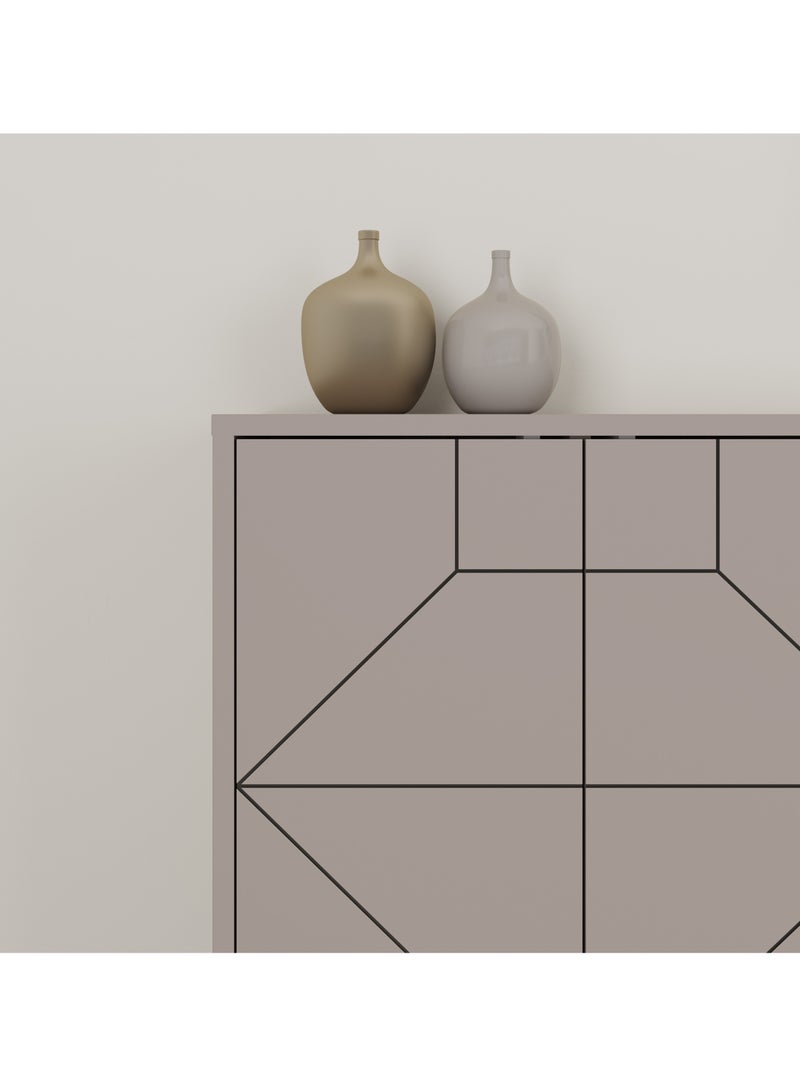 موراه خزانة جانبية عصرية من موراه هوم ديون كونسول ١٨١ بستة أبواب وأرجل مرتفعة - خزانة تخزين لغرفة المعيشة، الصالة، غرفة الطعام، المطبخ، الرواق - ٣٥×٧٧٫٤×١٨١ سم (لون موكا فاتح) - Image 4