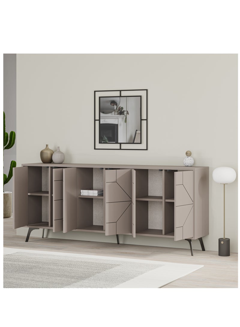 موراه خزانة جانبية عصرية من موراه هوم ديون كونسول ١٨١ بستة أبواب وأرجل مرتفعة - خزانة تخزين لغرفة المعيشة، الصالة، غرفة الطعام، المطبخ، الرواق - ٣٥×٧٧٫٤×١٨١ سم (لون موكا فاتح) - Image 5