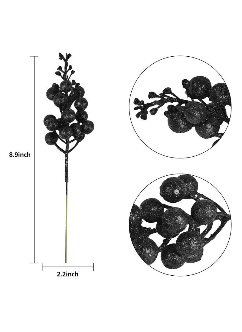 Artiflr Artiflr Red Berries  14 Pack Artificial Berry Stems for Christmas Tree Decorations  Crafts  Holiday and Home Decor  7.9 Inches (Black)  - Image 5