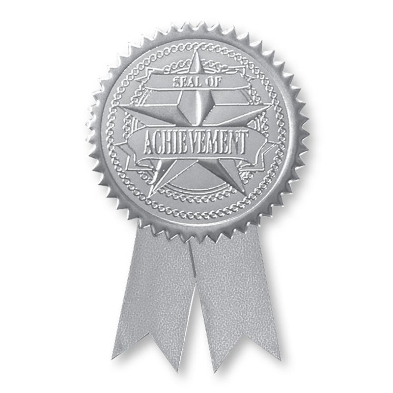 PaperDirect Embossed Seal of Achievement Gold Foil Ribbon Certificate Seals 2 Inch Self Adhesive 100 Count Embossed Seals for Certificates Achievement Award Stickers for School Work Diploma