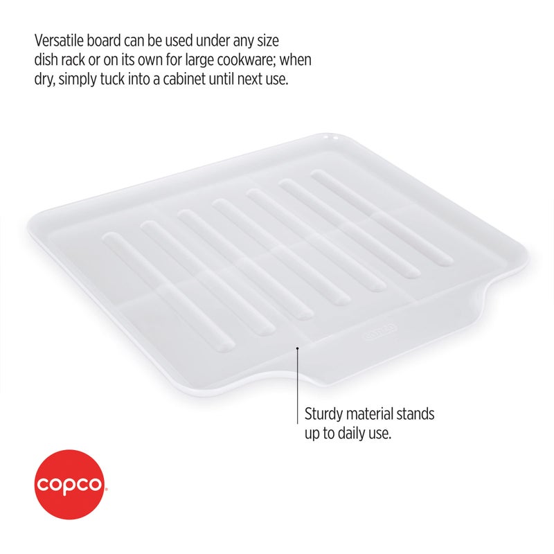 Copco Small Clear Drain Board Fits Under Any Small Dish Rack to Catch Water or for Larger Pots Alone, Angled Base Allows for Self Draining with Raised Ribs to Prevent Water from Puddling - Image 4