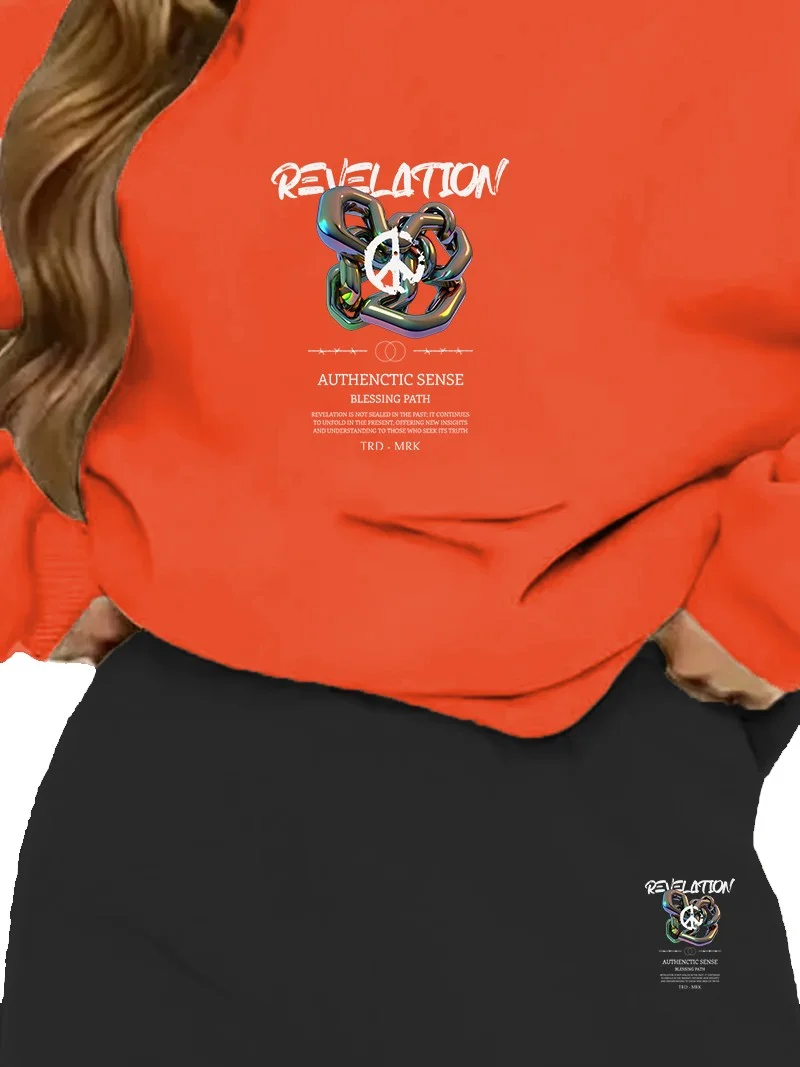 DogFish Tracksuit Oversize Revenge Printed Tracksuit,lover,couple Combination Orange