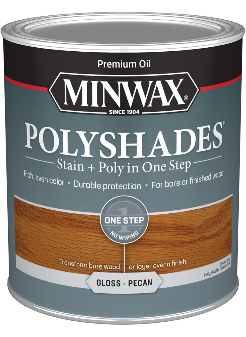 Minwax Minwax PolyShades Wood Stain  Polyurethane Finish  Quart Pecan Gloss  - Image 1