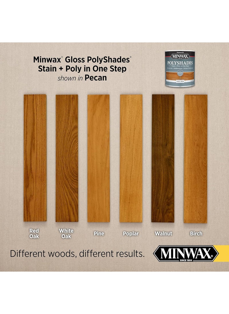 Minwax Minwax PolyShades Wood Stain  Polyurethane Finish  Quart Pecan Gloss  - Image 2