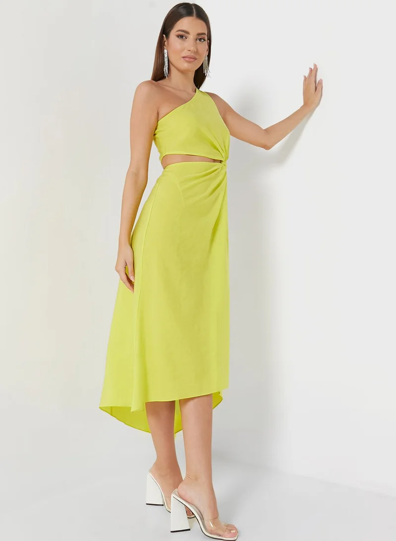 TOPSHOP One Shoulder Knot Detail Dress
