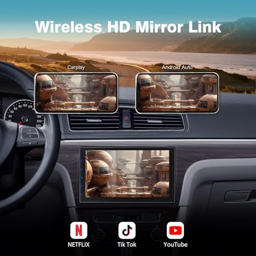 Haudio Double Din Wireless CarPlay Screen for Car, 7" HD Touchscreen with Apple CarPlay, Android Auto, GPS Navigation, Bluetooth, Voice Control, Mirror Link (2+32G, No Backup Camera) - Image 5