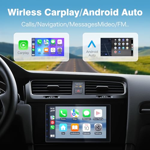 Haudio Double Din Wireless CarPlay Screen for Car, 7" HD Touchscreen with Apple CarPlay, Android Auto, GPS Navigation, Bluetooth, Voice Control, Mirror Link (2+32G, No Backup Camera) - Image 4
