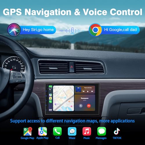 Haudio Double Din Wireless CarPlay Screen for Car, 7" HD Touchscreen with Apple CarPlay, Android Auto, GPS Navigation, Bluetooth, Voice Control, Mirror Link (2+32G, No Backup Camera) - Image 3