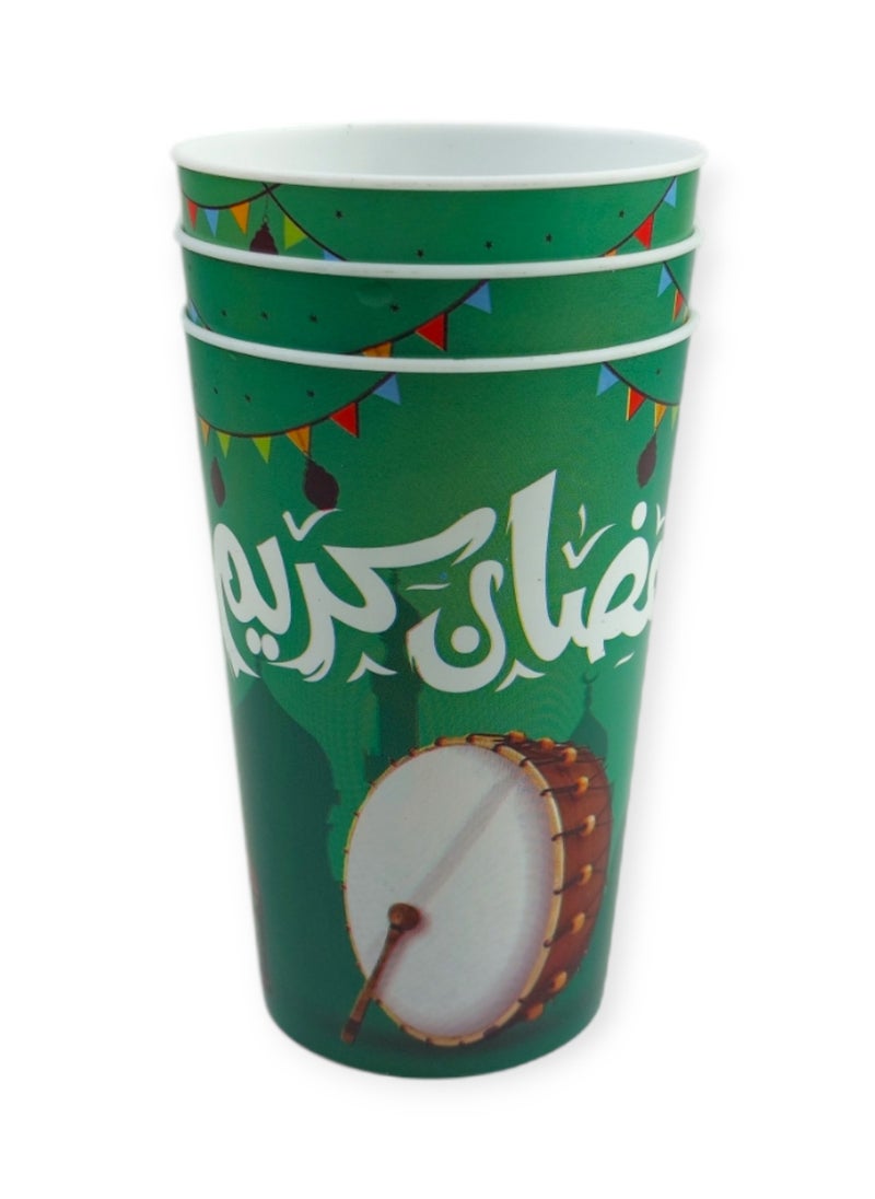 ماركة غير محددة أكواب رمضان البلاستيكية القابلة لإعادة الاستخدام - 3 قطع.  - Image 1