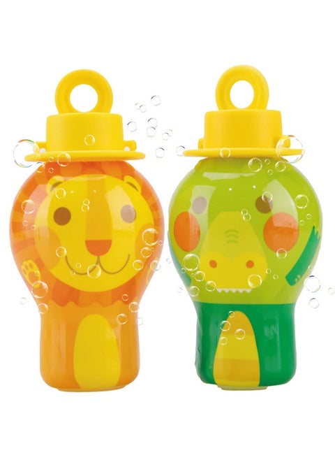 No-Spill Bubble Tumbler For Babies Toddlers And Kids | Includes Super Small Bubble Solution And Bubble Wand(Pack Of 2-Lion & Crocodile)