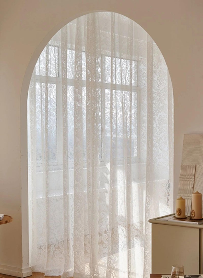 MarlaMall Romantic Lace Sheer Curtains for Living Room, Elegant Lace Tulle for Bedroom,Light Filtering Window Drapes for Home Patio Villa, 2 Panels W51 x L83 inch(Beige) - Image 5