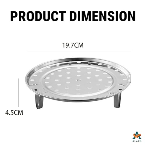 Alark 2 PCS Round Stainless Steel Steamer Rack 7 Inch Steaming Tray Pressure Cooker Cooking Toast Bread Salad Tray Rack 3 Removable Stand For V- Shaped Kitchen Stock Pot Steaming [ 22x22x6 CM ] - Image 2