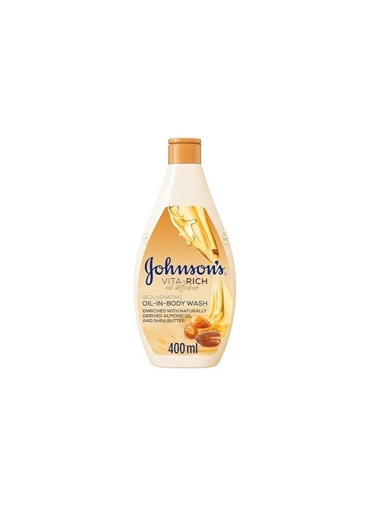 Oil-In-Body Wash, Vita-Rich - Rejuvenating, Nourishes And Softens The Skin For 24-Hour Hydration, Enriched With Almond Oil & Shea Butter, 400ml