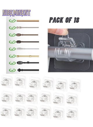 18-Piece Self Adhesive Curtain Rod Bracket, No Drill Drapery Hooks Holder, Plastic Easy Sticky Curtain Rod Hooks for Kitchen, Bathroom, Hotel (Clear) - pzsku/ZDAF39FC3932E86F39EA8Z/45/1746869760/ed6aab79-1211-44f6-820e-702407708914