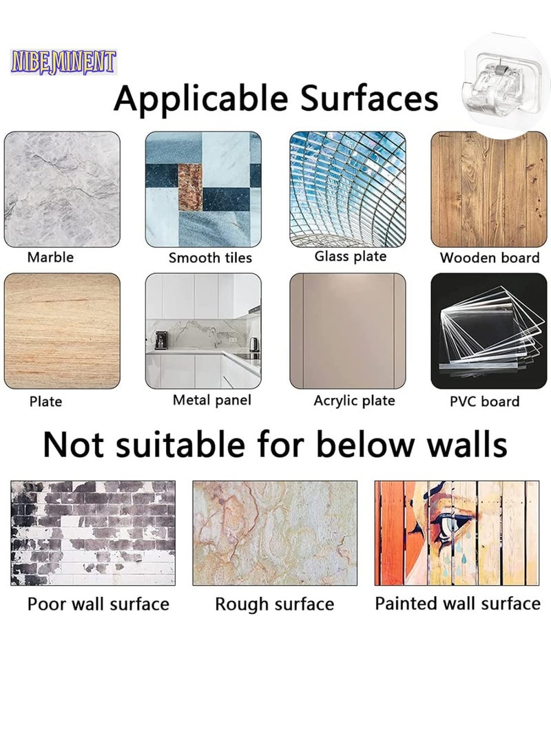 NIBEMINENT 18-Piece Self Adhesive Curtain Rod Bracket, No Drill Drapery Hooks Holder, Plastic Easy Sticky Curtain Rod Hooks for Kitchen, Bathroom, Hotel (Clear)  - Image 5