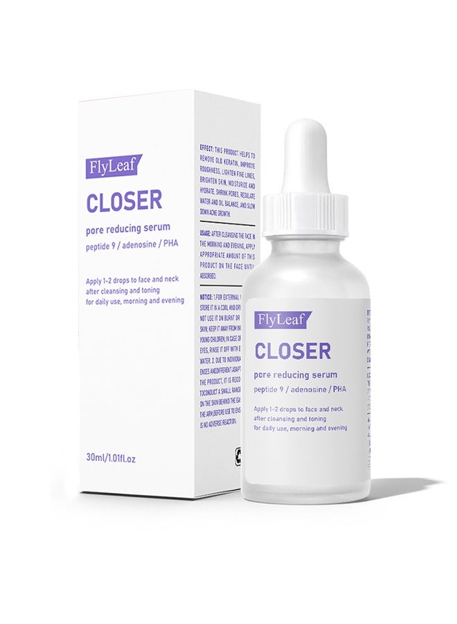 Fly Leaf Closer Pore Reducing Serum | Pore Minimizer Serum | 9 Peptides, Vegan Collagen, Adenosine, PHA | Korean Pore Minimizer for Glass Skin, Anti-Aging, Hydration, Elasticity | 30ml - Image 1